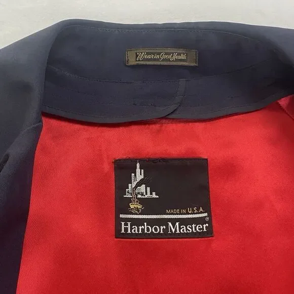 Harbor Master Trench Coat Mens Size 46 Navy Blue Wool Liner Made In USA - Picture 6 of 9